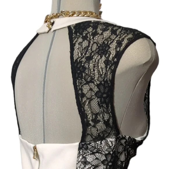 GUESS Gorgeous Ivory black lace elegant cocktail dress Size 12 - Picture 4 of 13